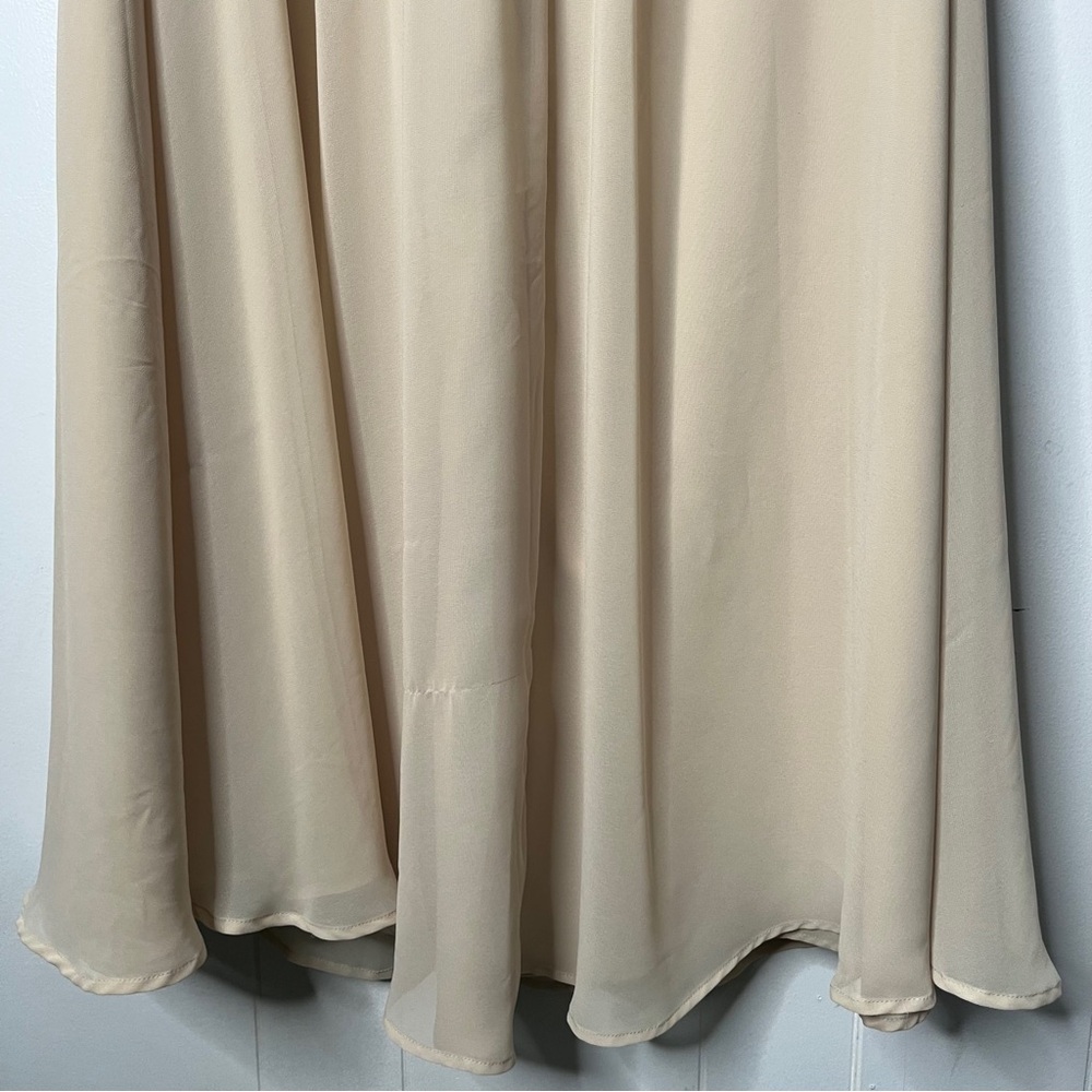 Mori Lee Madeline Gardner Sleeveless Cream Dress Pleated Floor Length Size 14 - Picture 10 of 11